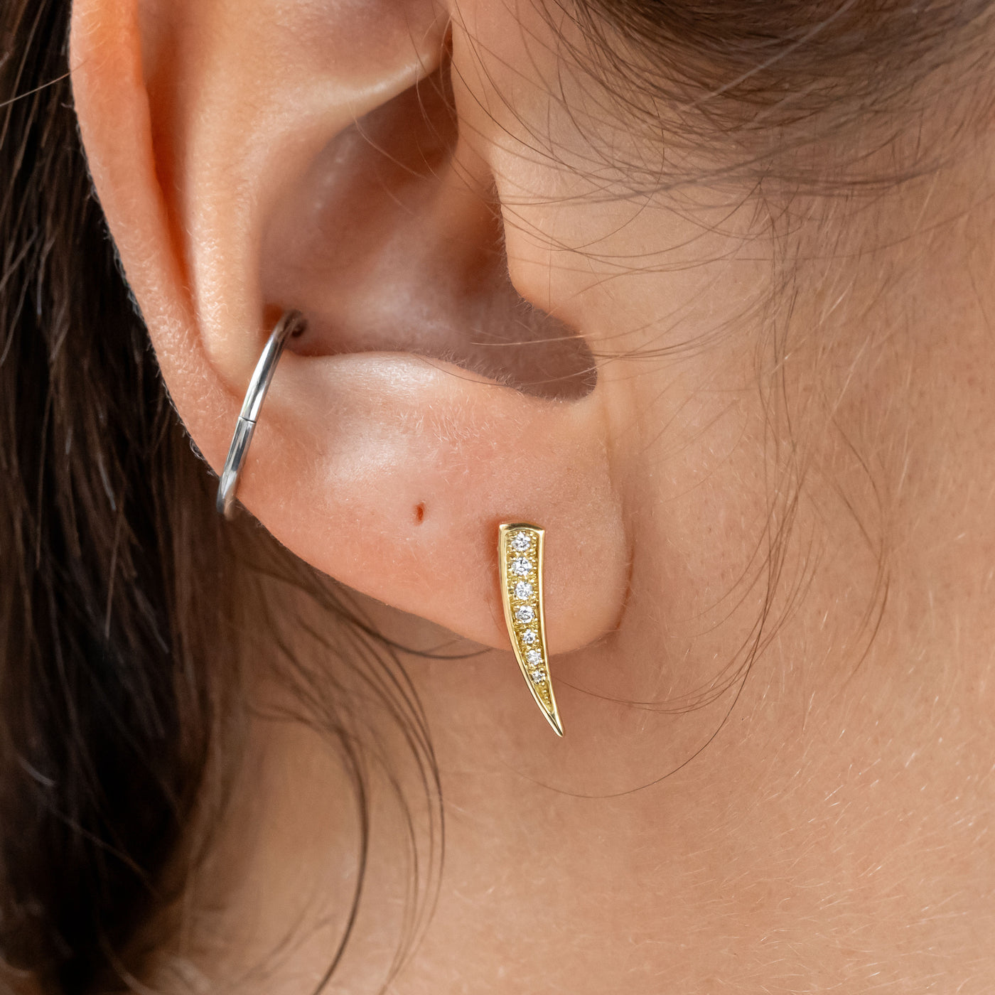 Talon Diamond Earrings - Yellow Gold