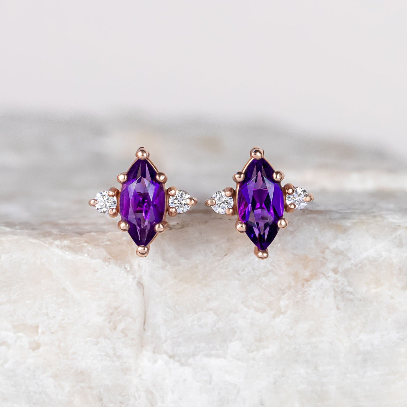 Priya Amethyst and Diamond Earring