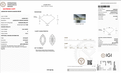 MARQUISE - 2.06ct E VVS2 CVD - IGI 584204