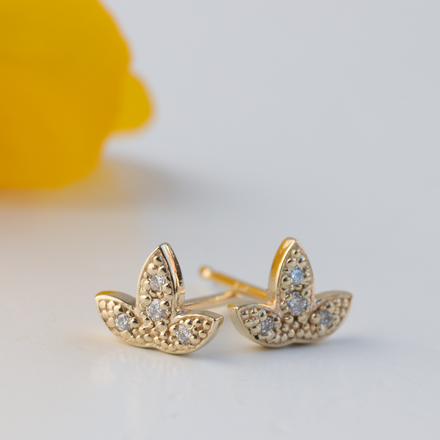 Ivy Leaf Gold and Diamond Earrings