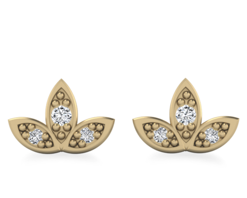 Ivy Leaf Gold and Diamond Earrings