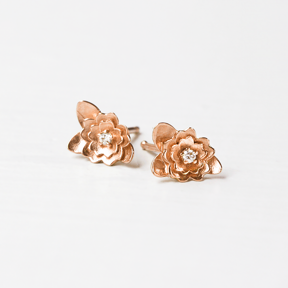  Rosette Ethical Diamond Earrings - 14k Rose Gold