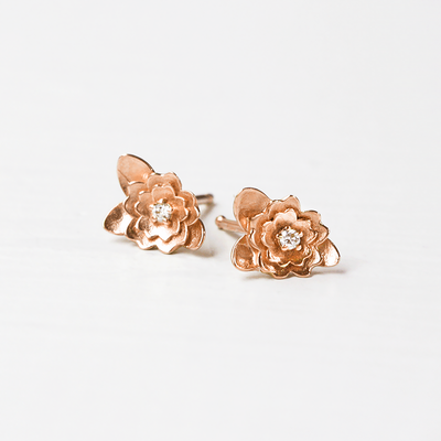  Rosette Ethical Diamond Earrings - 14k Rose Gold