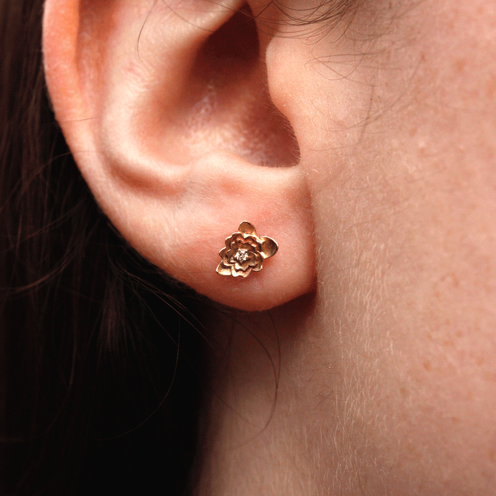  Rosette Ethical Diamond Earrings - 14k Rose Gold