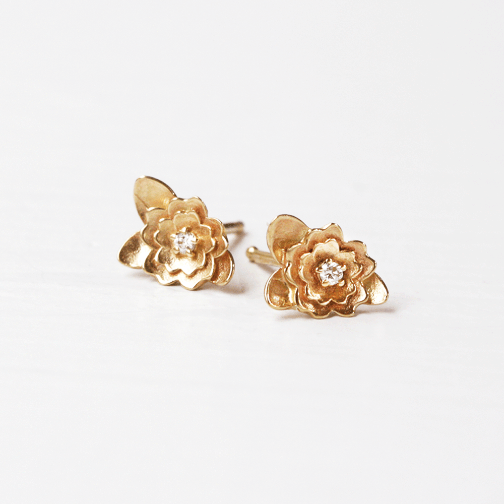 Rosette Ethical Diamond Earrings- 14k Yellow Gold